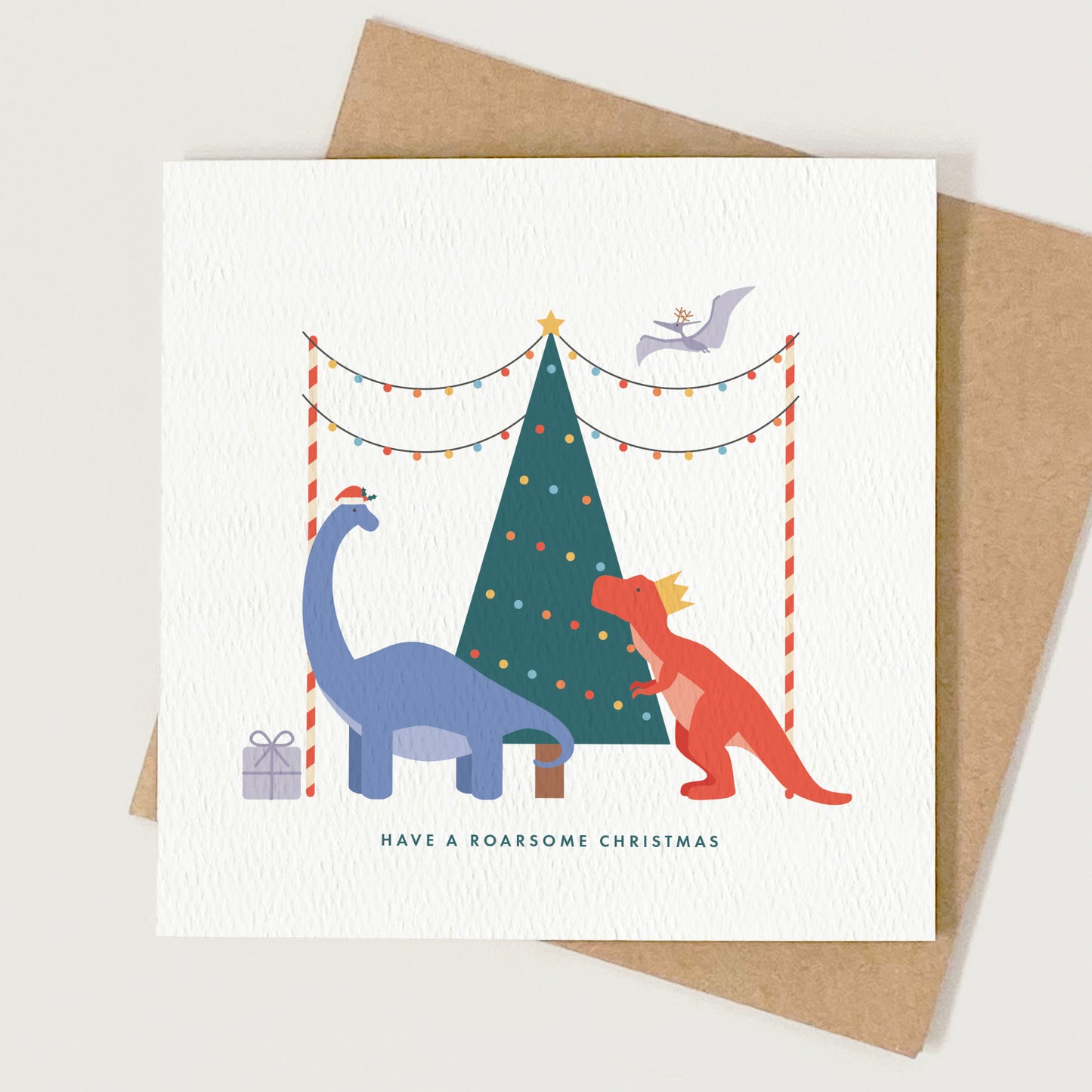 Girl's Dinosaur Christmas Card