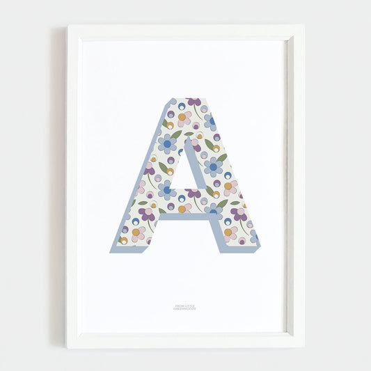 Ditsy Flower Initial Print - Blue