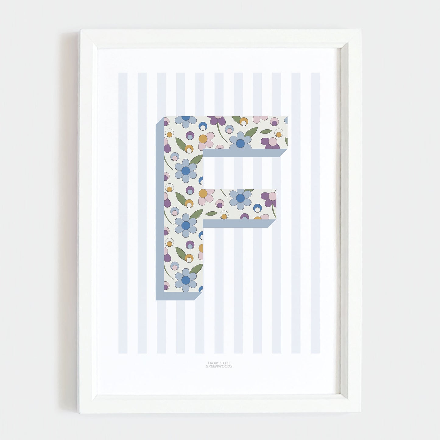 Ditsy Flower Initial Print - Pink Stripes