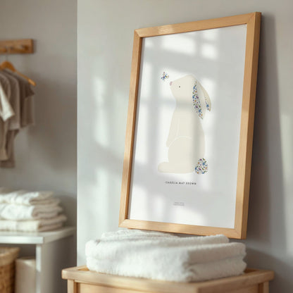 Blue Ditsy Flower Bunny Print