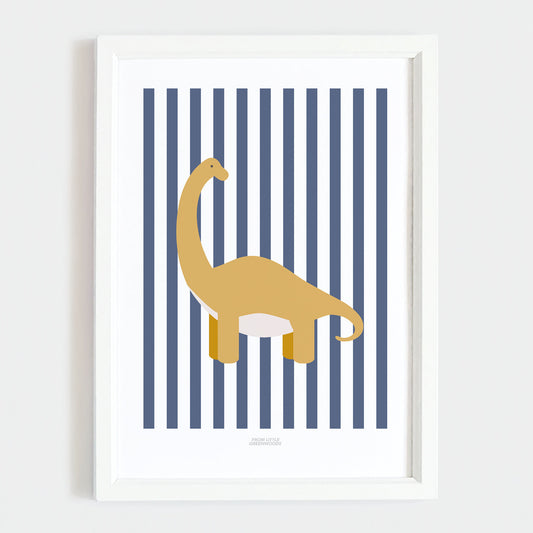 Brontosaurus Print - Blue Stripes