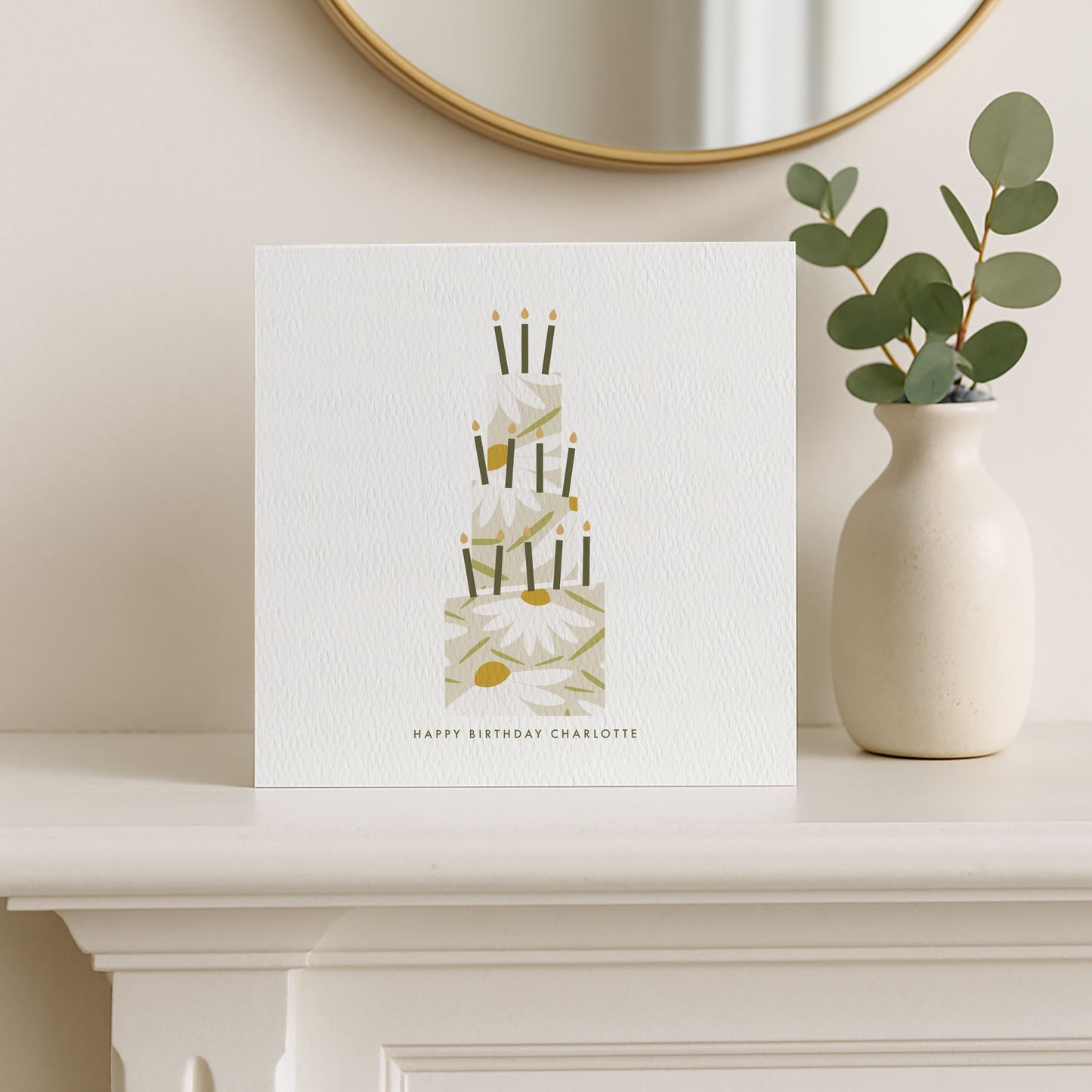 Personalised Daisy Birthday Cake Card for her