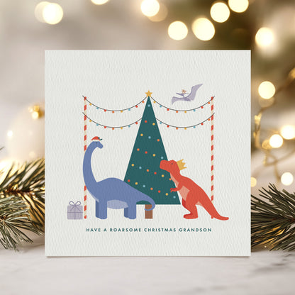 READY TO POST - Boys Dinosaur Christmas Card - For Boy, Son, Grandson and Nephew