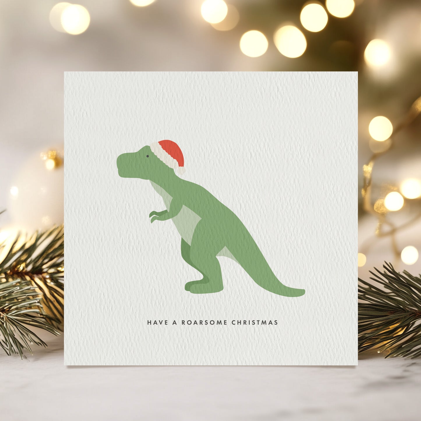 READY TO POST - T Rex Christmas Card