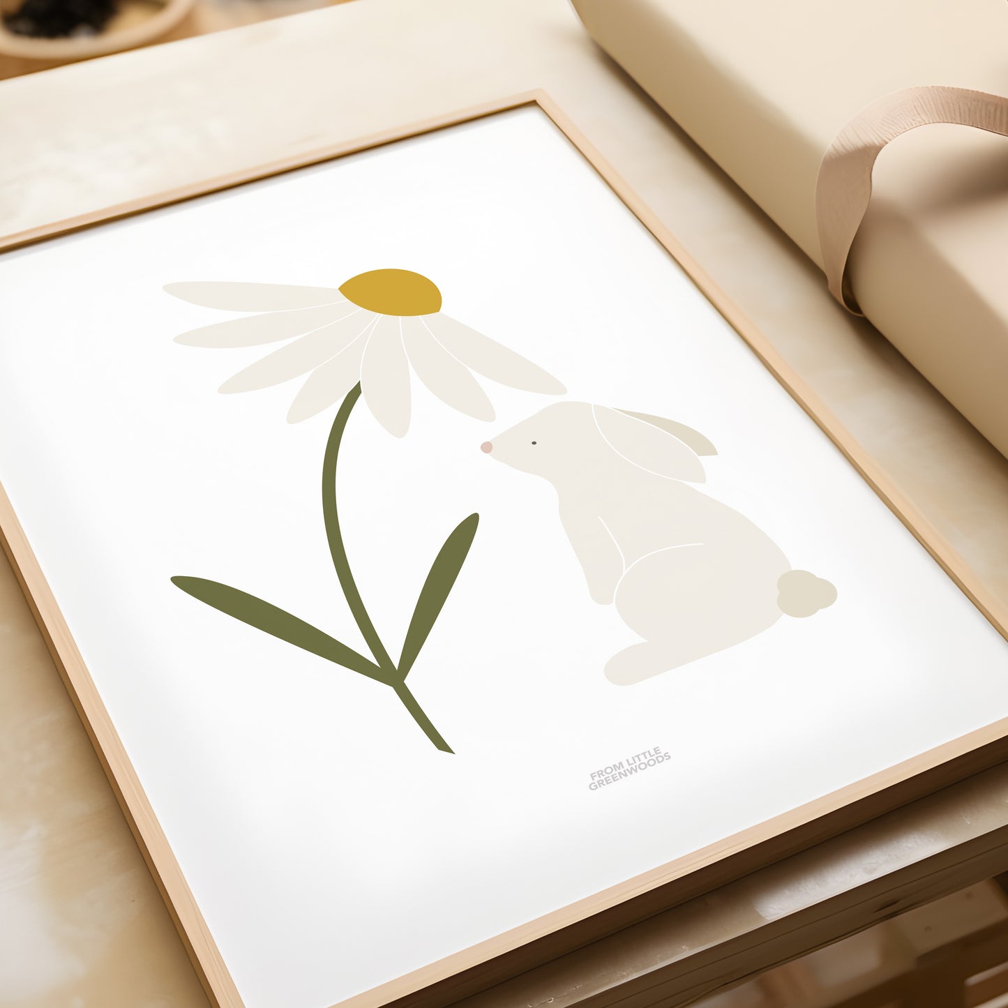 READY TO POST - A5 Bunny with Daisy Print