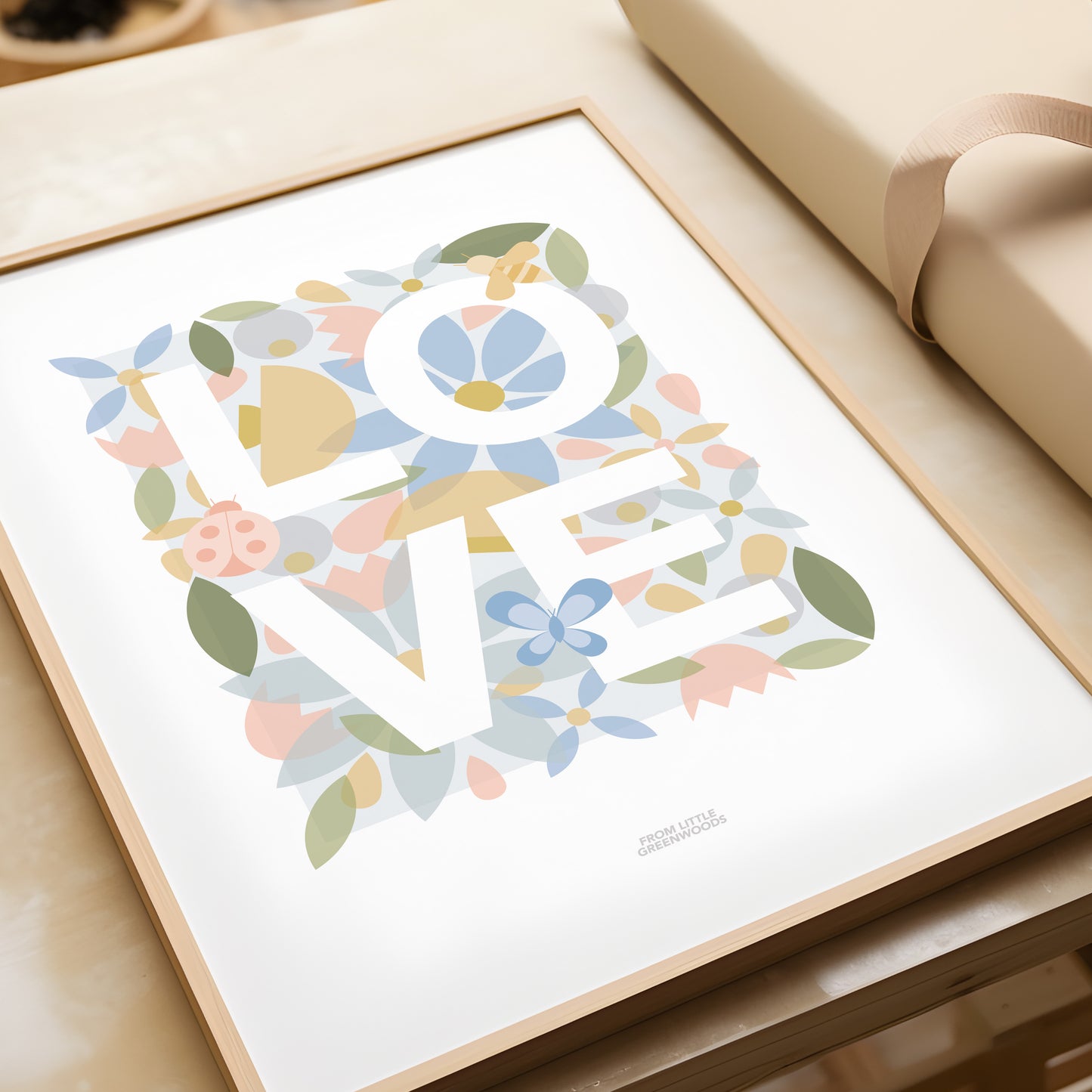 READY TO POST - A4 Floral Love Word Print