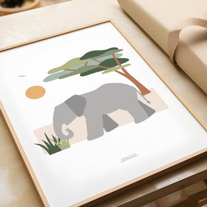 READY TO POST - A4 Elephant Safari Print