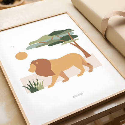 READY TO POST - A4 Lion Safari Print