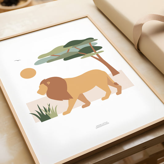 READY TO POST - A4 Lion Safari Print