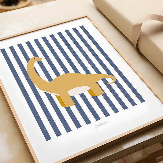 READY TO POST - A5 Striped Diplodocus Print