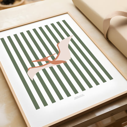 READY TO POST - A5 Striped Pterodactyl Print