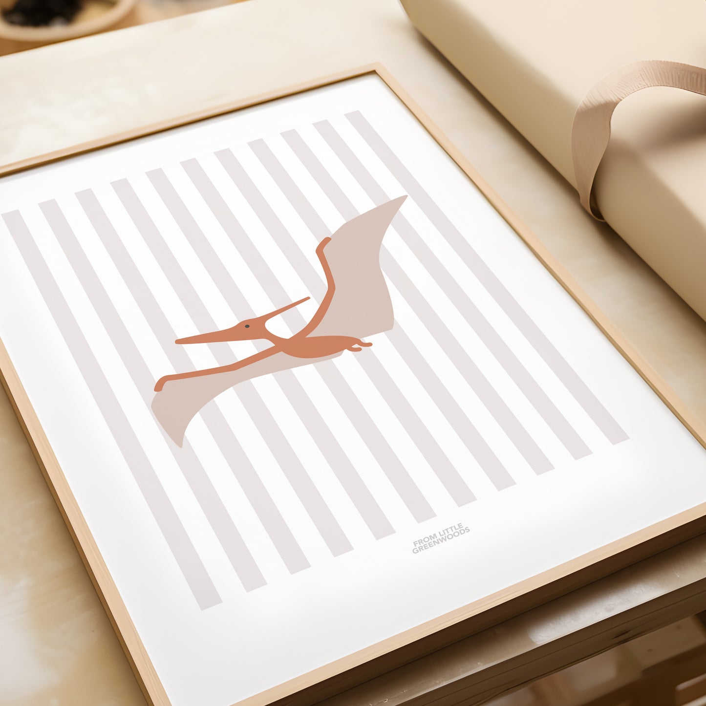 READY TO POST - A5 Striped Pterodactyl Print