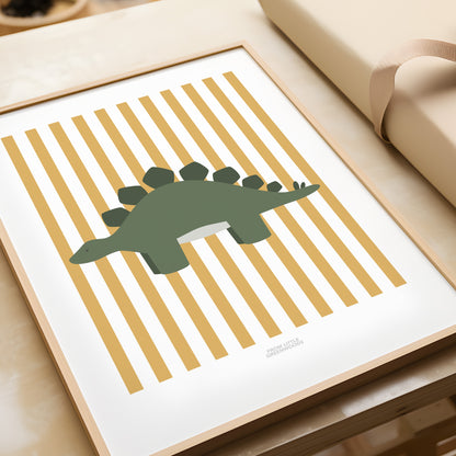 READY TO POST - A4 Striped Stegosaurus Print