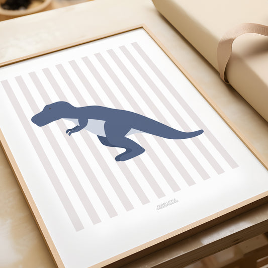 READY TO POST - A4 Striped T-Rex Print