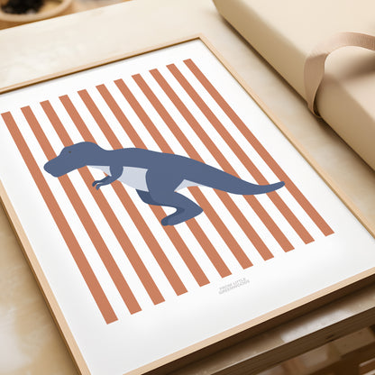 READY TO POST - A4 Striped T-Rex Print
