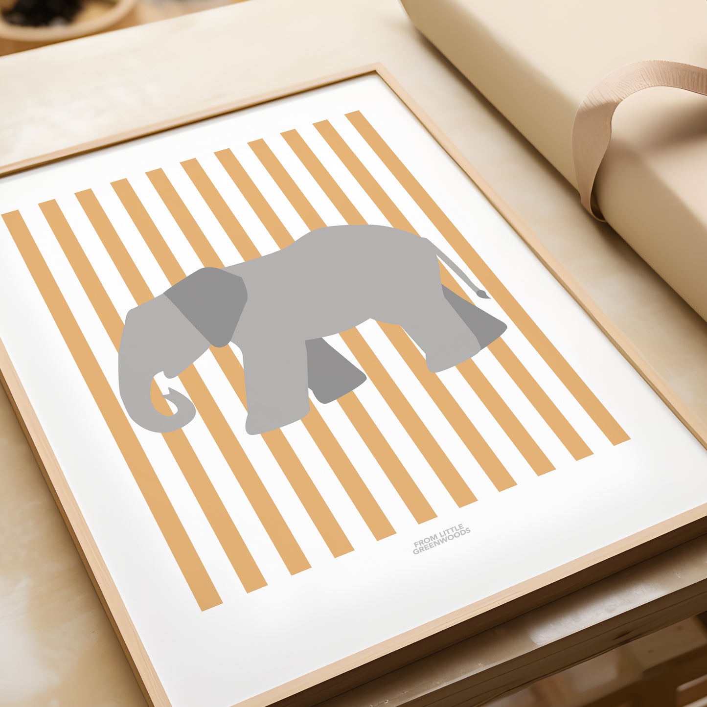 READY TO POST - A5 Striped Elephant Print