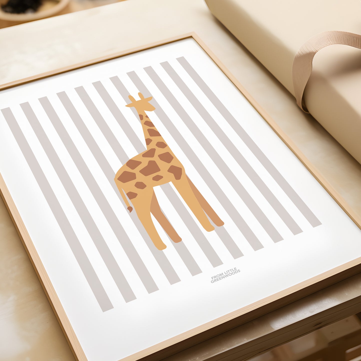 READY TO POST - A4 Striped Giraffe Print