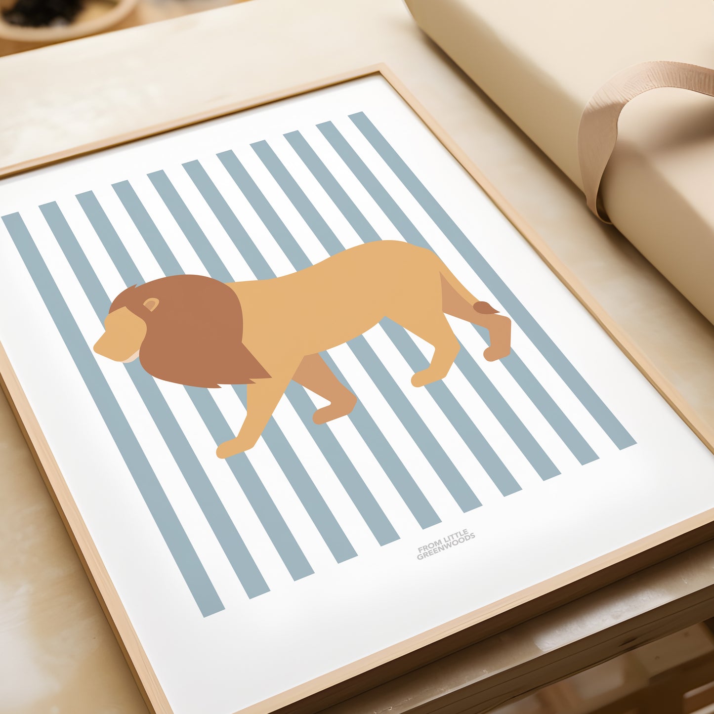 READY TO POST - A4 Striped Lion Print