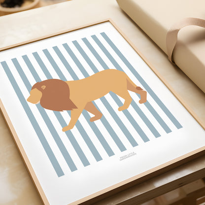 READY TO POST - A4 Striped Lion Print