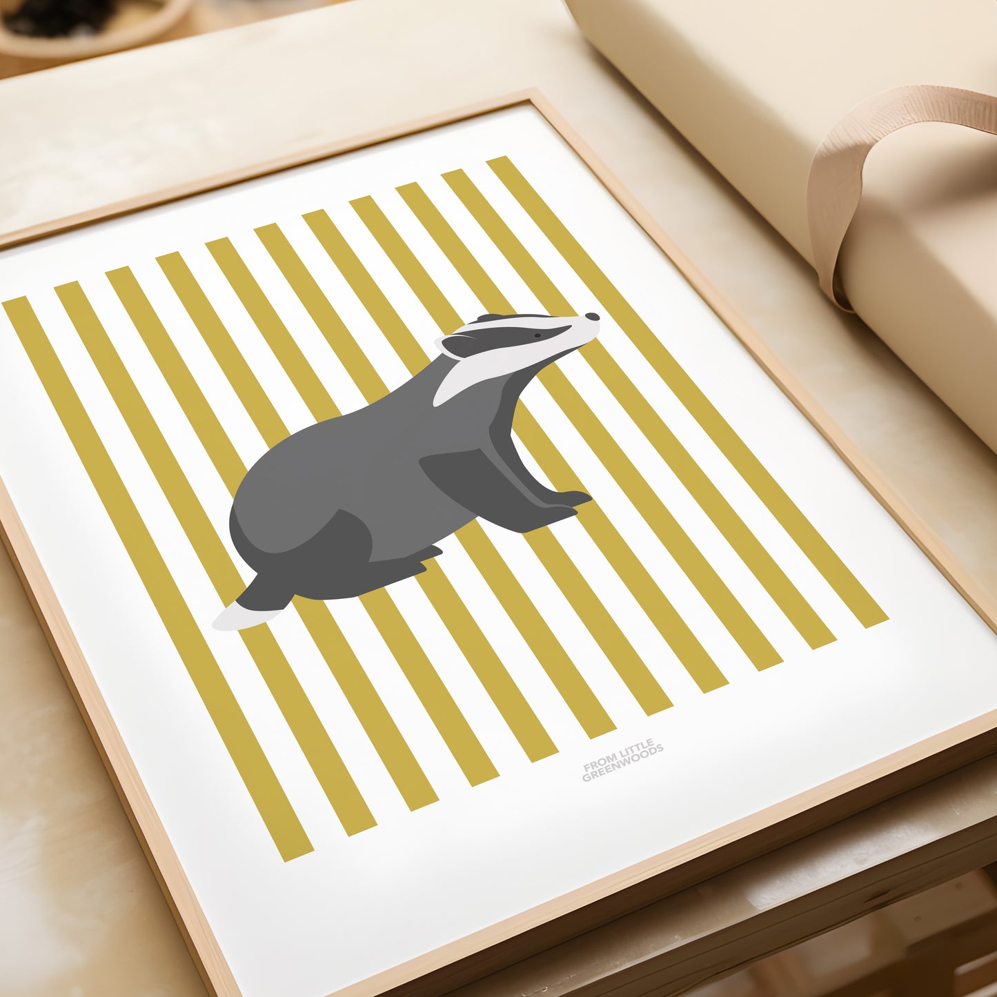 READY TO POST - A5 Striped Badger Print