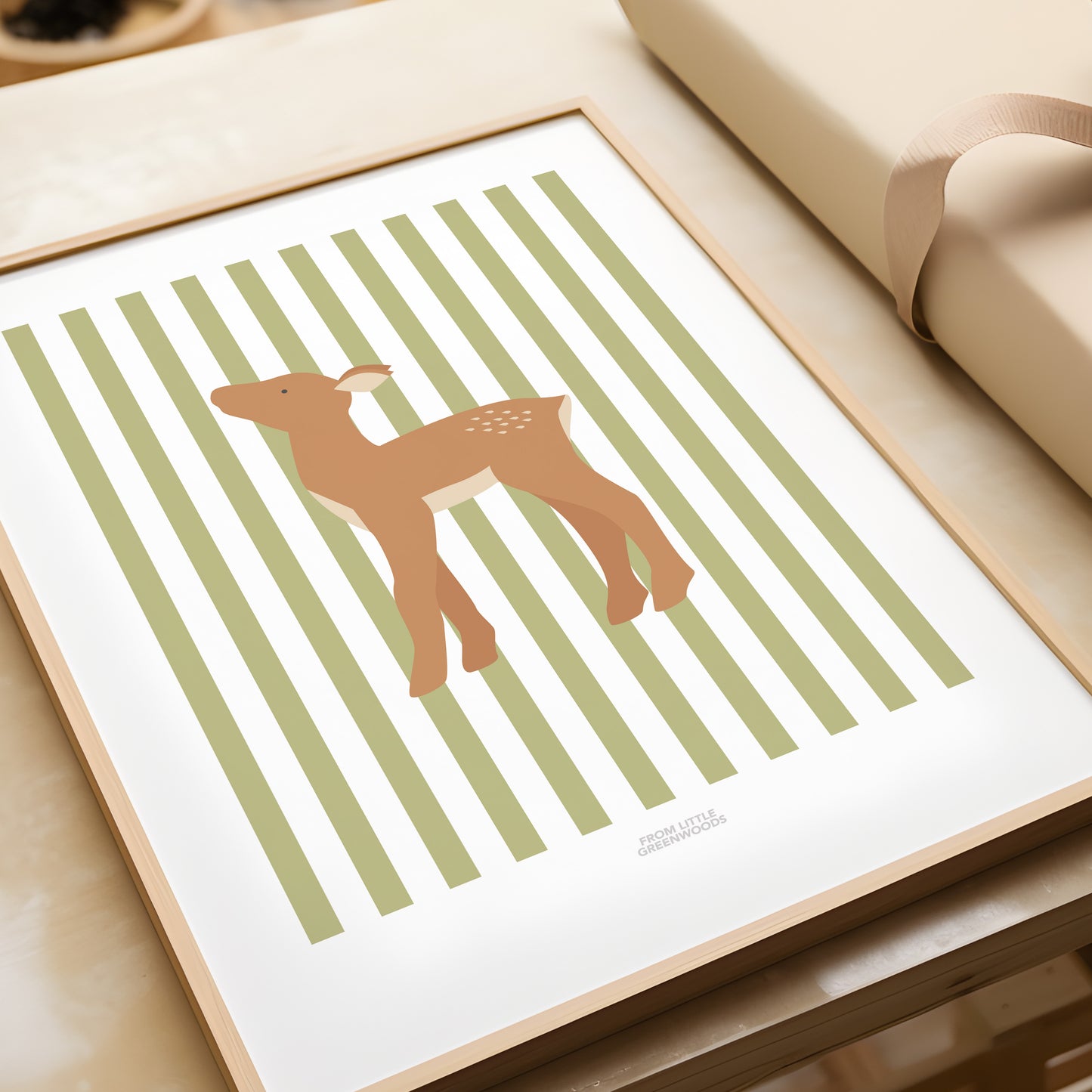 READY TO POST - A4 Striped Deer Print