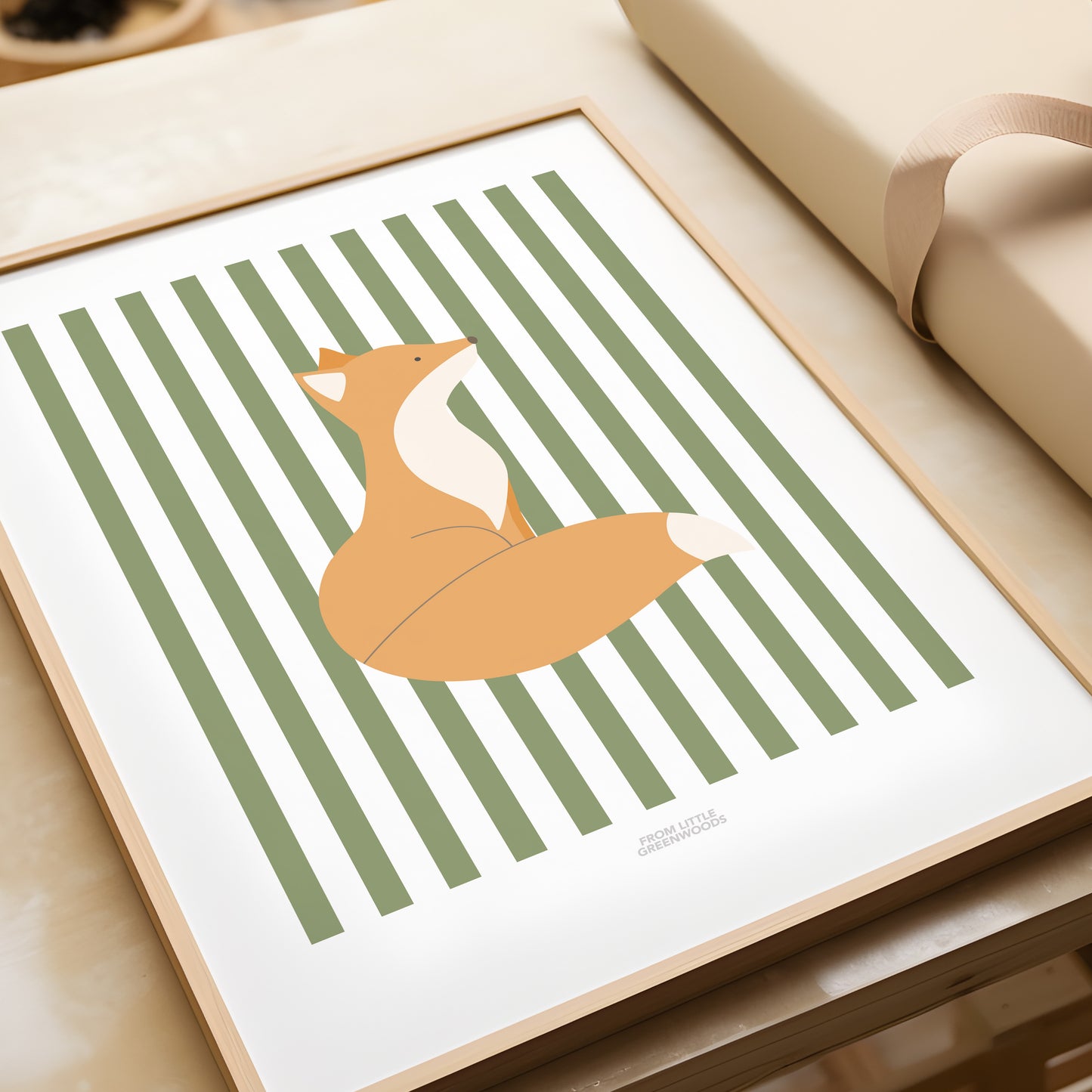 READY TO POST - A4 Striped Fox Print