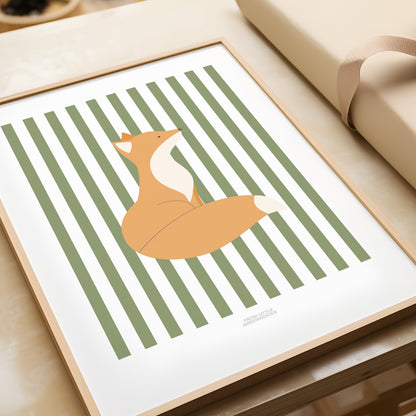 READY TO POST - A4 Striped Fox Print
