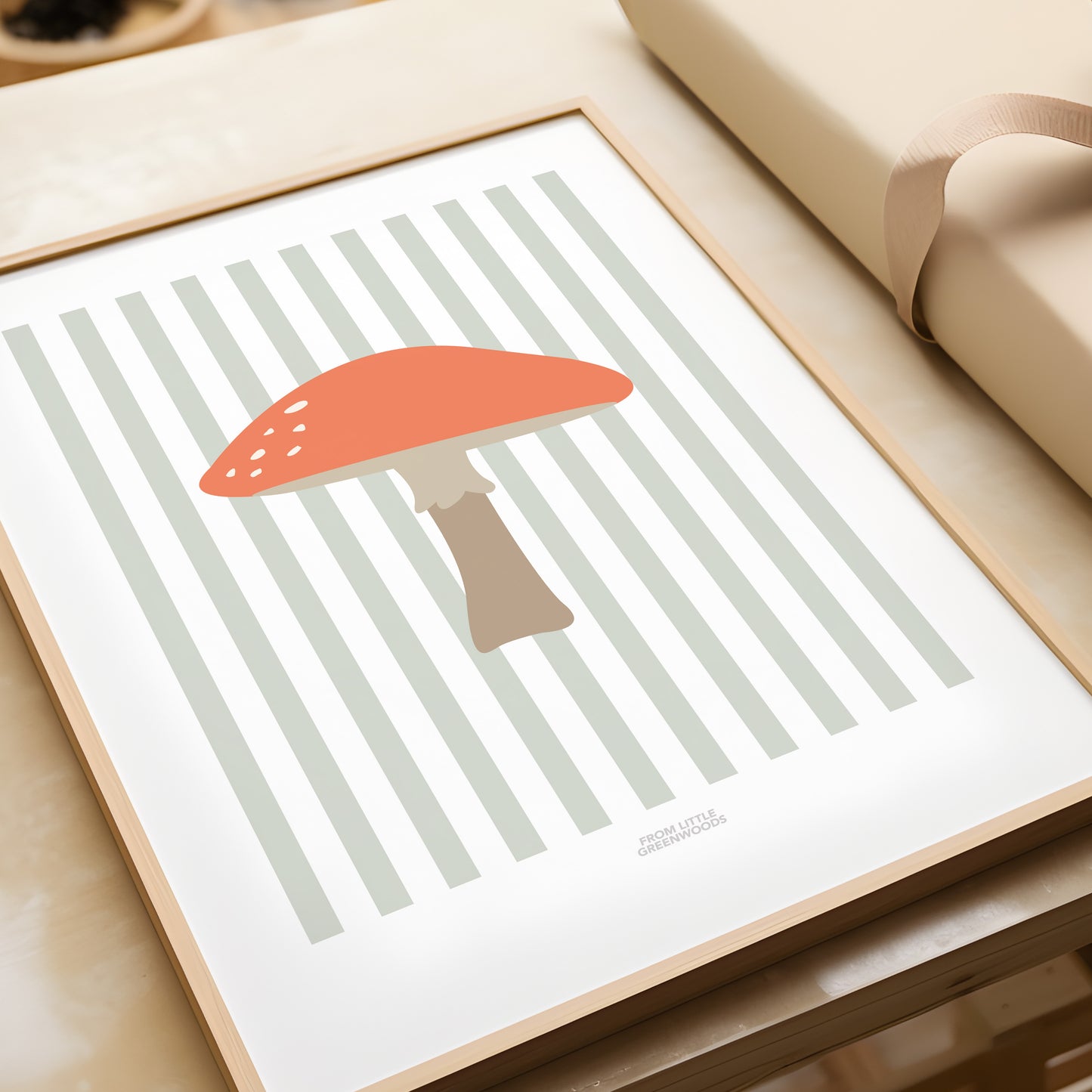 READY TO POST - A4 Striped Toadstool Print