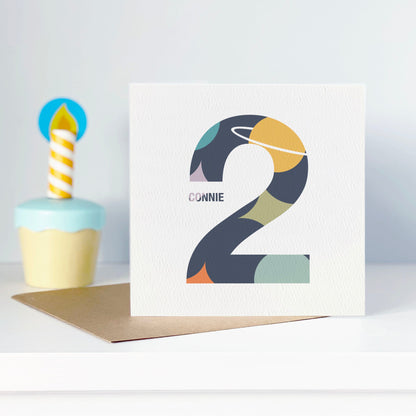 Children's Planets & Stars Age Birthday Card