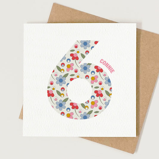 Personalised Ditsy Flower Age Birthday Card for Girls