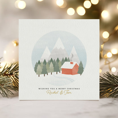 Personalised Scandi Winter Scene Christmas Card