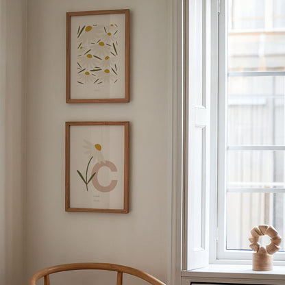 Single Stem Daisy Initial Print