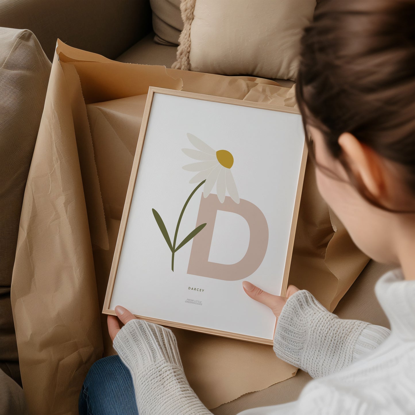 Single Stem Daisy Initial Print