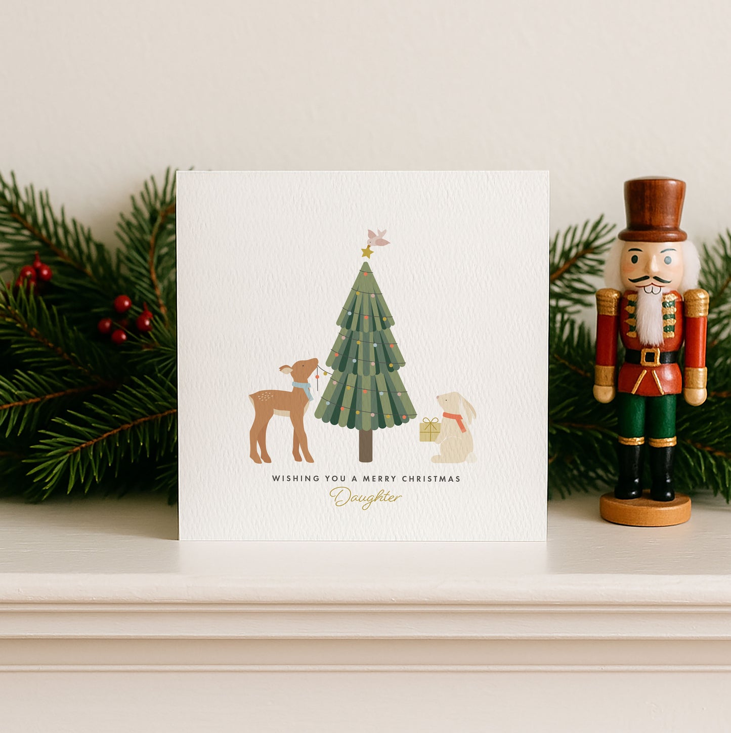 Girl's Personalised Winter Woodland Christmas Card