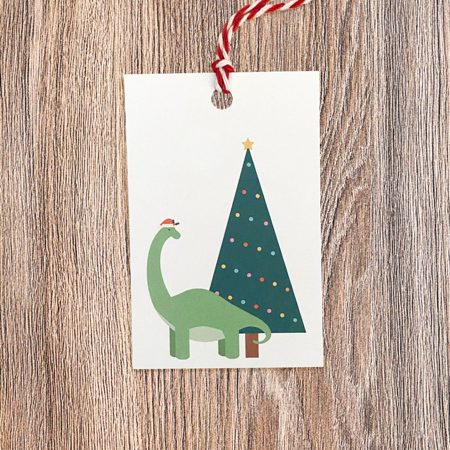 Festive Dinosaur Christmas Gift Tag