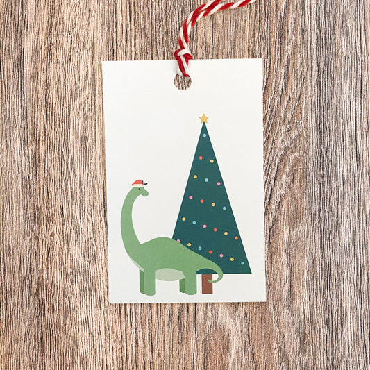 Festive Dinosaur Christmas Gift Tag