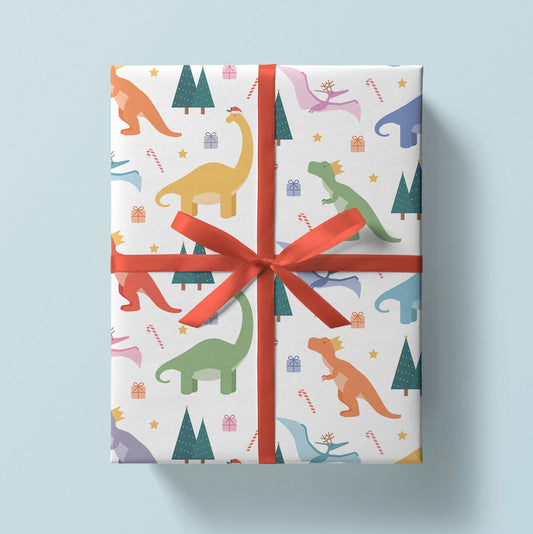 Festive Dinosaur Christmas Wrapping Paper