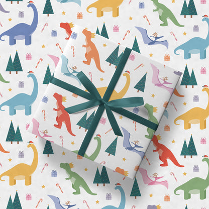 Festive Dinosaur Christmas Wrapping Paper