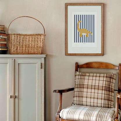 Diplodocus Print - Blue Stripes