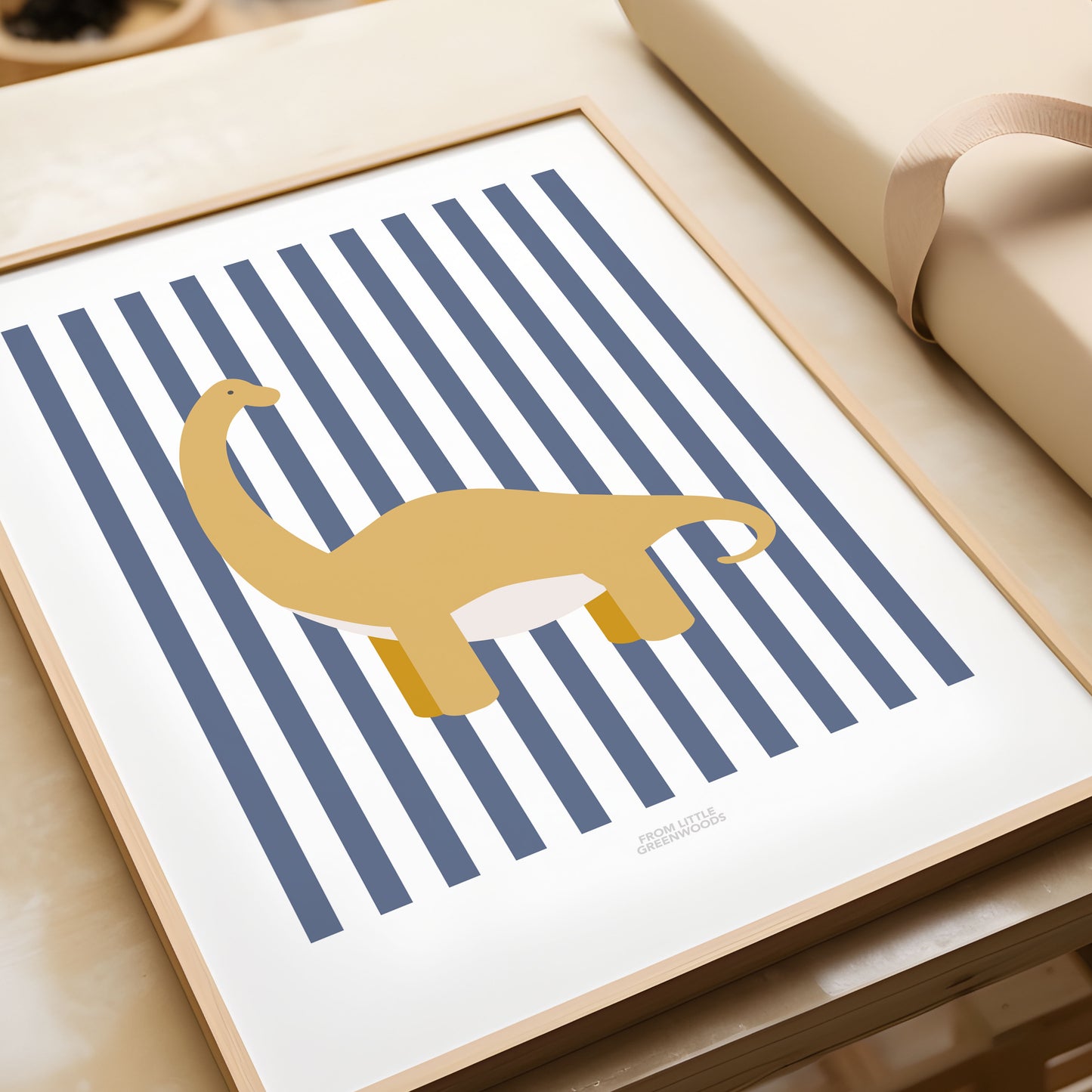 Diplodocus Print - Blue Stripes