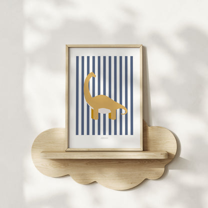 Diplodocus Print - Blue Stripes