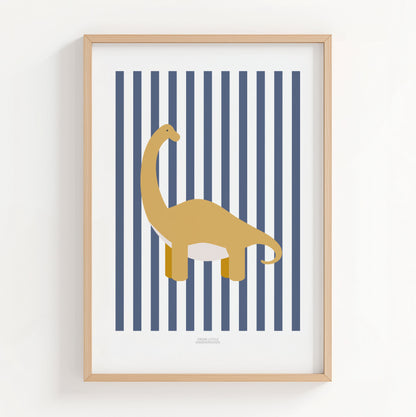 Diplodocus Print - Blue Stripes