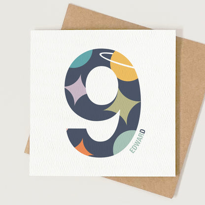 Children's Planets & Stars Age Birthday Card