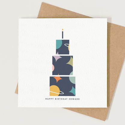Space Birthday Cake Card