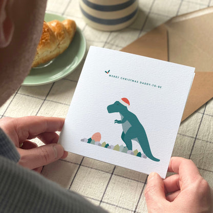 Personalised Dinosaur Christmas Card for Daddy from the Kids