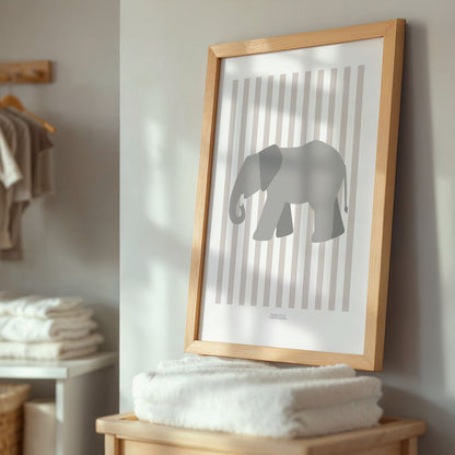 Children's Striped Elephant Print - Grey