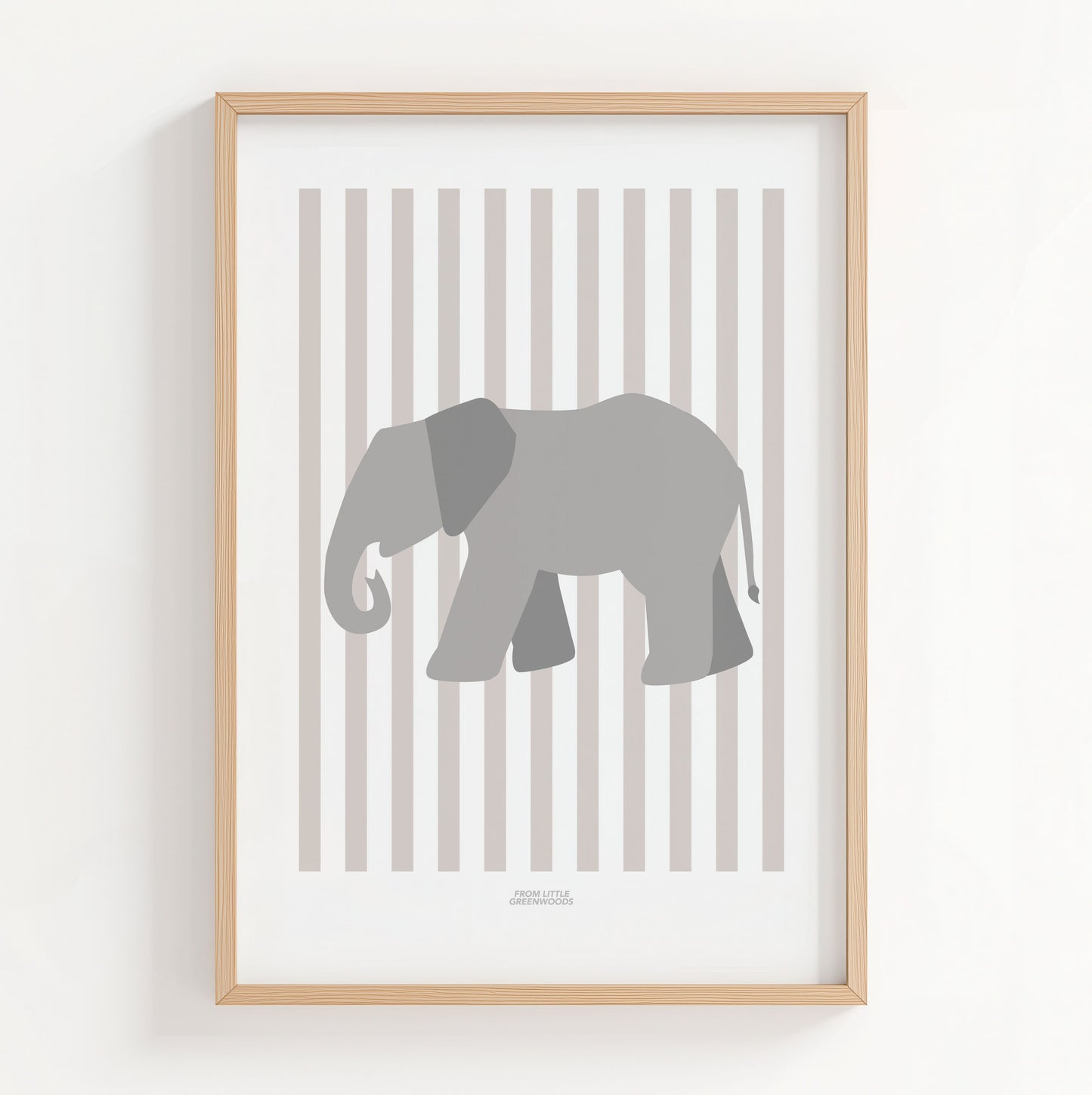 Children's Striped Elephant Print - Grey