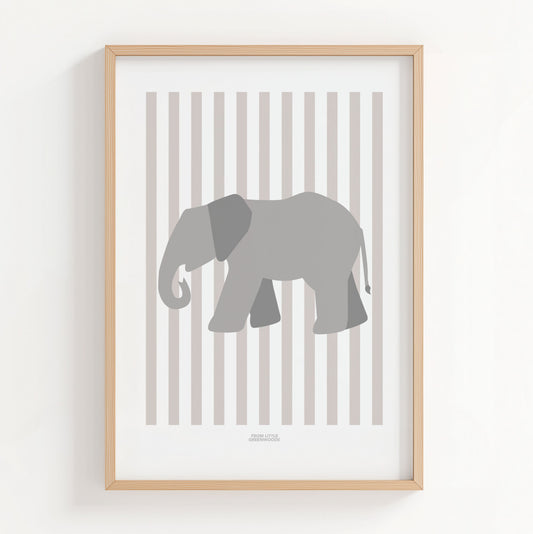 Children's Striped Elephant Print - Grey