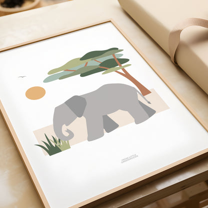 Children's Elephant Safari Print