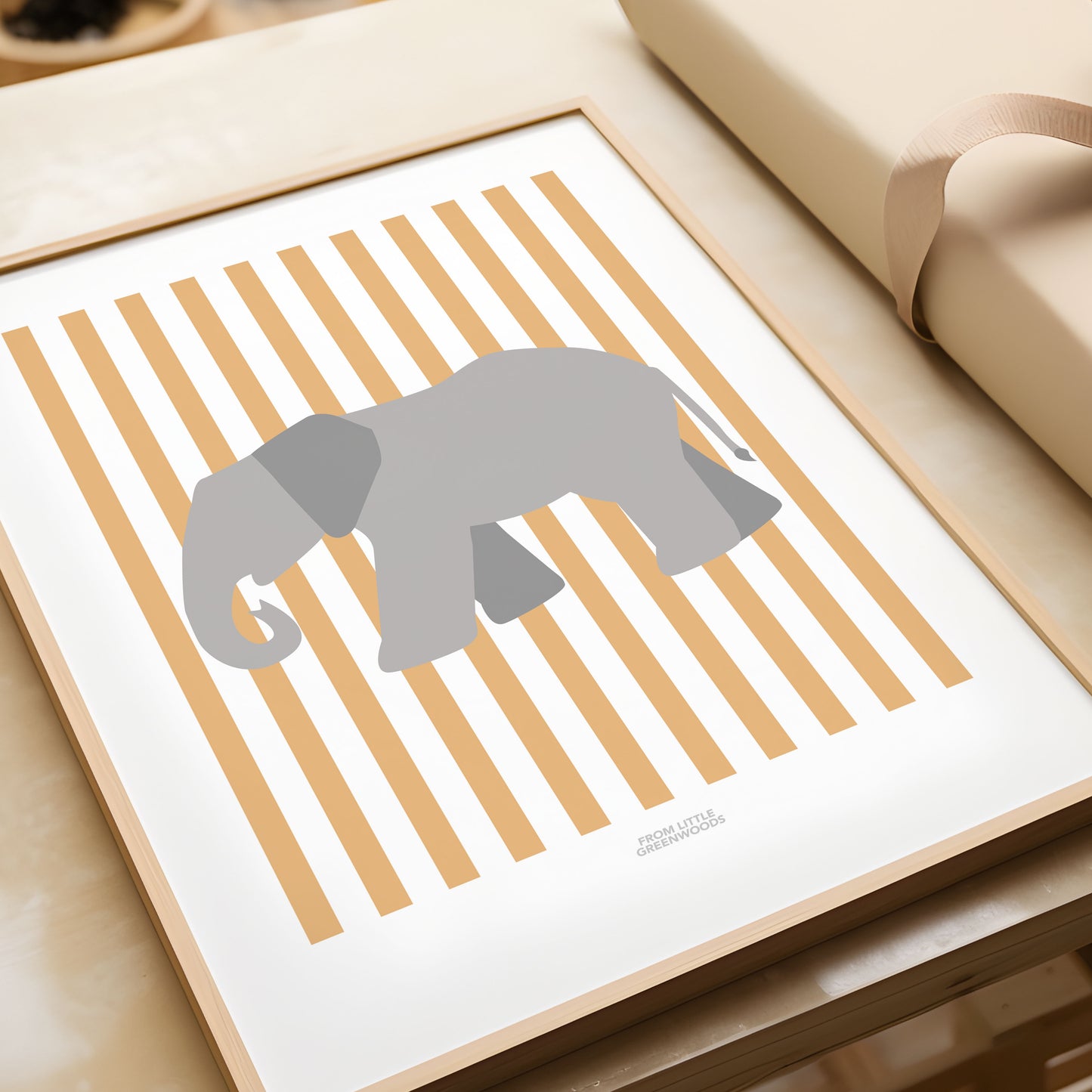 Children's Striped Elephant Print - Yellow